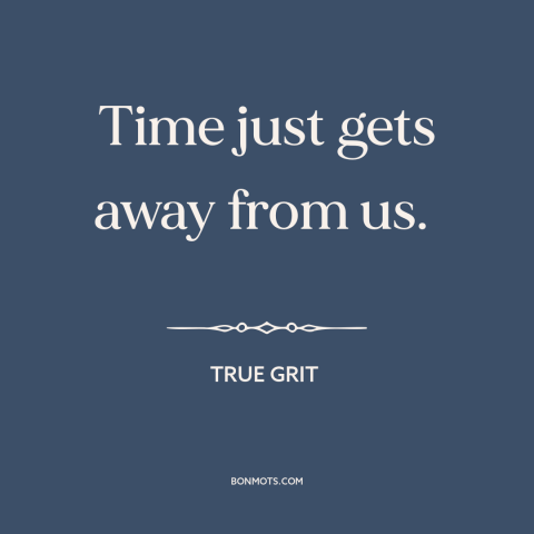 A quote from True Grit about lost time: “Time just gets away from us.”