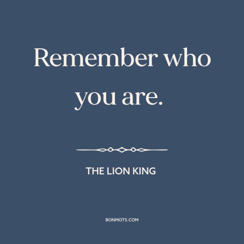 A quote from The Lion King  about self-knowledge: “Remember who you are.”