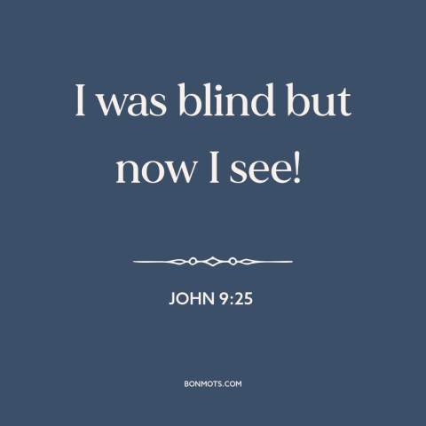 A quote from The Bible about miracles: “I was blind but now I see!”