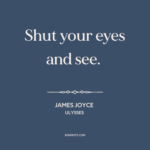 A quote by James Joyce about perception: “Shut your eyes and see.”