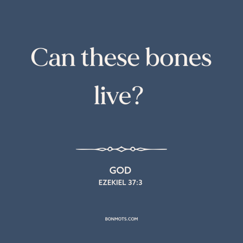 A quote from The Bible about life after death: “Can these bones live?”