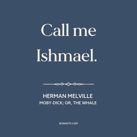 A quote by Herman Melville: “Call me Ishmael.”