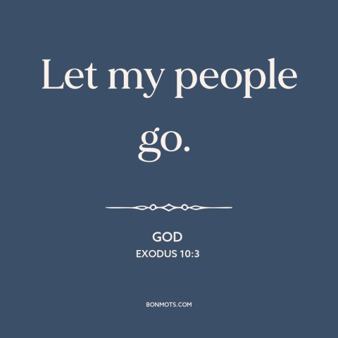 A quote from The Bible about liberation: “Let my people go.”