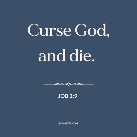 A quote from The Bible about giving up: “Curse God, and die.”