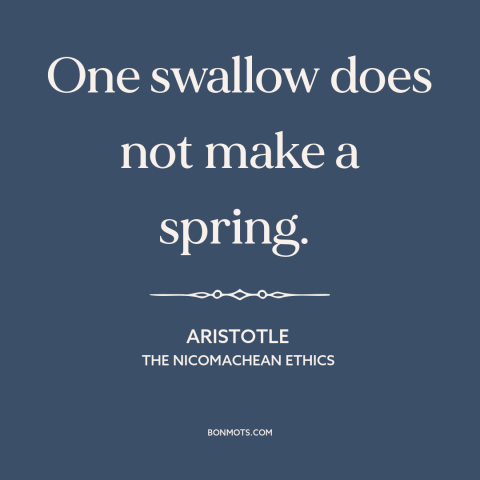 A quote by Aristotle about jumping to conclusions: “One swallow does not make a spring.”