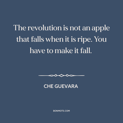 A quote by Che Guevara about conditions for revolution: “The revolution is not an apple that falls when it is ripe. You…”