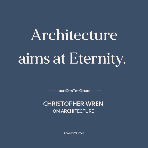 A quote by Christopher Wren about architecture: “Architecture aims at Eternity.”