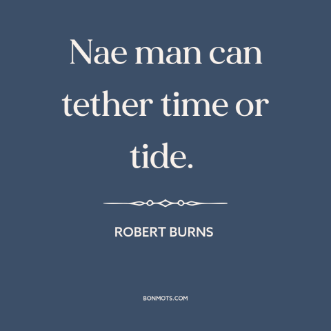 A quote by Robert Burns about the only constant is change: “Nae man can tether time or tide.”