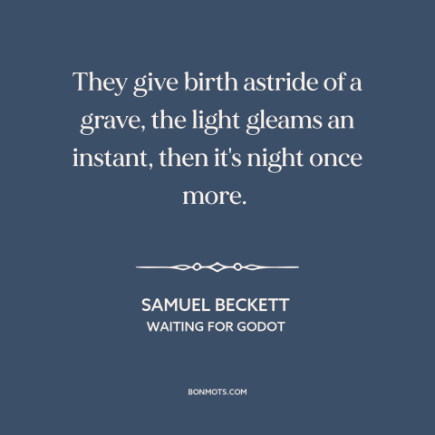 A quote by Samuel Beckett about shortness of life: “They give birth astride of a grave, the light gleams an instant, then…”