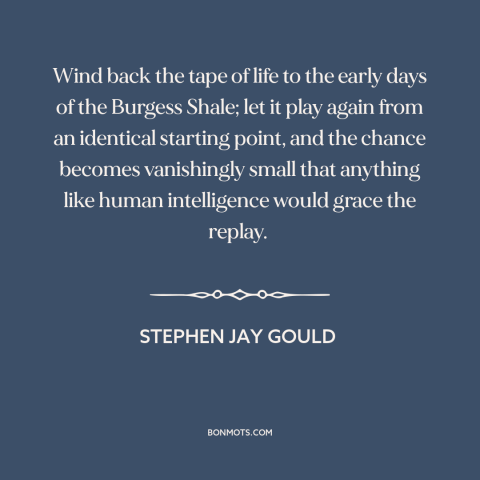 A quote by Stephen Jay Gould about intelligent life: “Wind back the tape of life to the early days of the Burgess Shale;…”