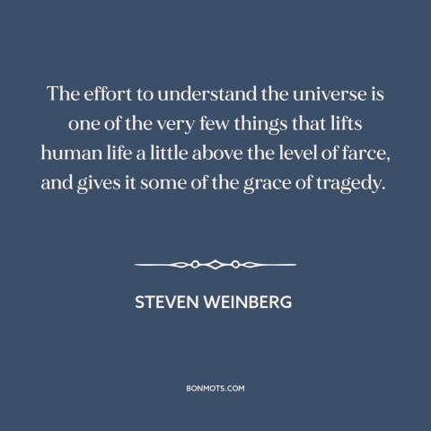 A quote by Steven Weinberg about the universe: “The effort to understand the universe is one of the very few things that…”