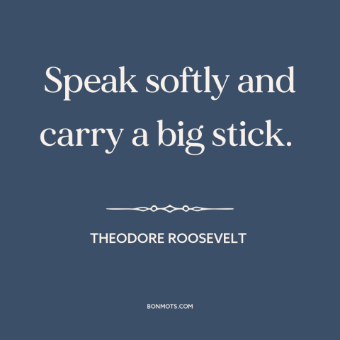 A quote by Theodore Roosevelt about carrots and sticks: “Speak softly and carry a big stick.”