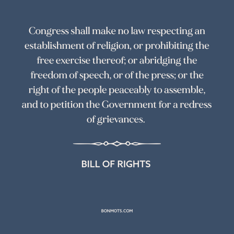 A quote by James Madison about first amendment: “Congress shall make no law respecting an establishment of religion…”