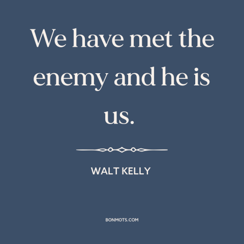 A quote by Walt Kelly about environmental destruction: “We have met the enemy and he is us.”