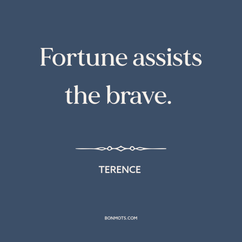 A quote by Terence about taking risks: “Fortune assists the brave.”