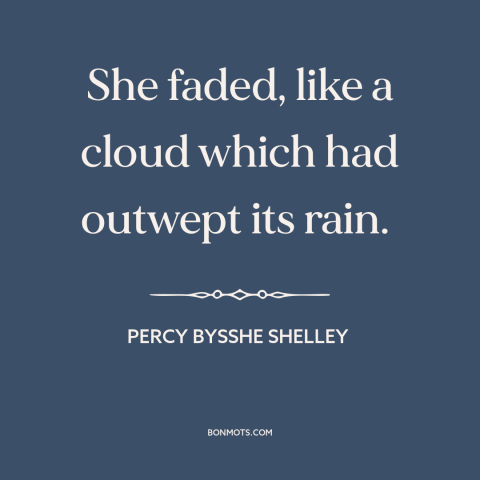 A quote by Percy Bysshe Shelley about clouds: “She faded, like a cloud which had outwept its rain.”