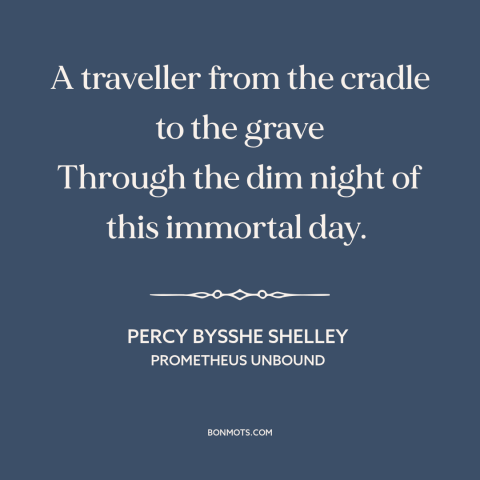 A quote by Percy Bysshe Shelley about the human condition: “A traveller from the cradle to the grave Through the dim night…”