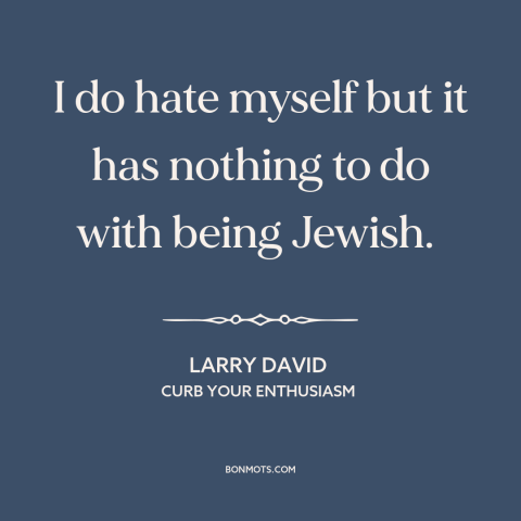 A quote from Curb Your Enthusiasm about self-hatred: “I do hate myself but it has nothing to do with being Jewish.”