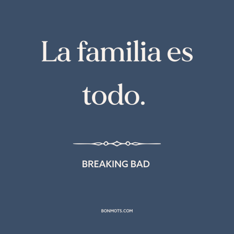 A quote from Breaking Bad about family: “La familia es todo.”