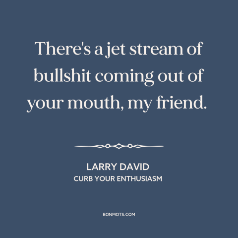 A quote from Curb Your Enthusiasm about nonsense and bullshit: “There's a jet stream of bullshit coming out of your…”