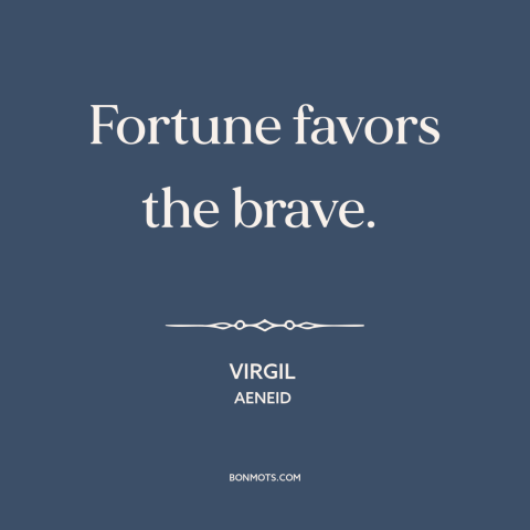 A quote by Virgil about fortune favors the bold: “Fortune favors the brave.”