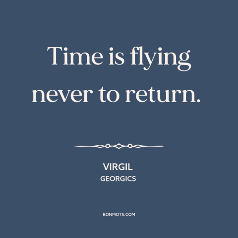 A quote by Virgil about nature of time: “Time is flying never to return.”