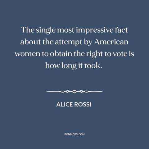 A quote by Alice Rossi about voting rights: “The single most impressive fact about the attempt by American women to obtain…”