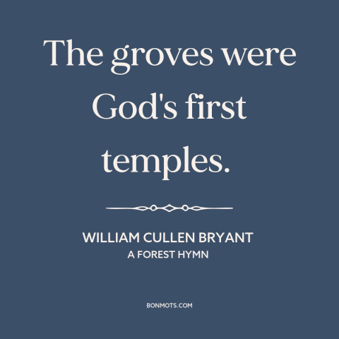 A quote by William Cullen Bryant  about the forest: “The groves were God's first temples.”