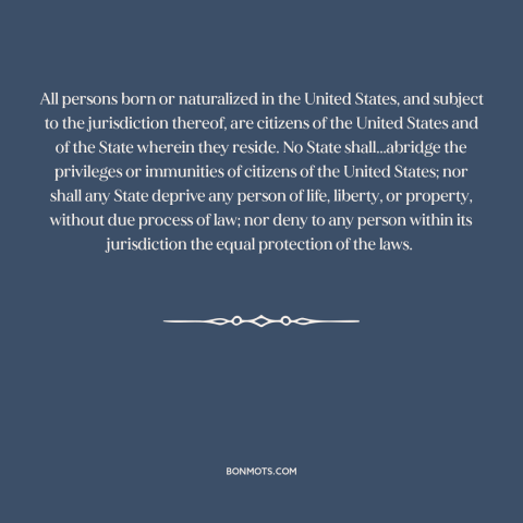 A quote by James Madison about fourteenth amendment: “All persons born or naturalized in the United States, and…”