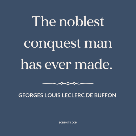 A quote by Georges Louis Leclerc de Buffon about horses: “The noblest conquest man has ever made.”