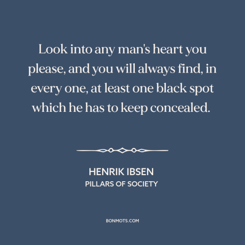 A quote by Henrik Ibsen about character flaws: “Look into any man's heart you please, and you will always find, in every…”