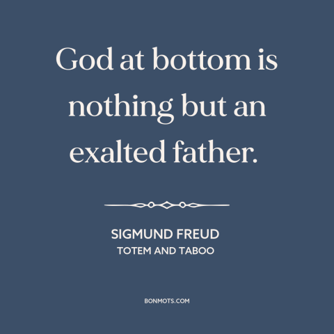 A quote by Sigmund Freud about nature of god: “God at bottom is nothing but an exalted father.”