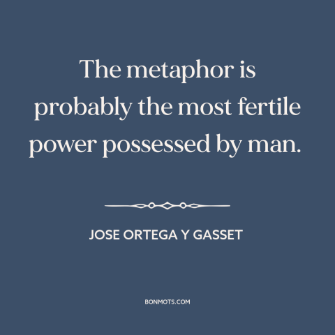 A quote by Jose Ortega y Gasset about language: “The metaphor is probably the most fertile power possessed by man.”