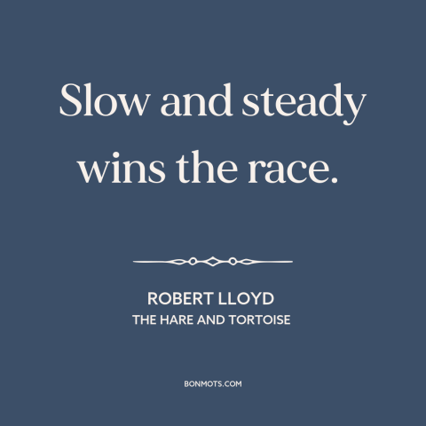 A quote by Robert Lloyd about persistence: “Slow and steady wins the race.”