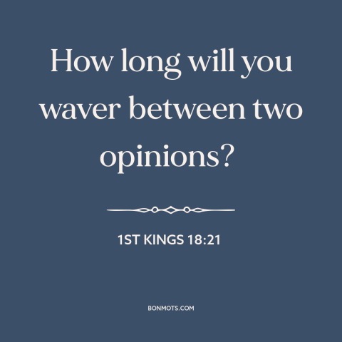 A quote from The Bible about indecision: “How long will you waver between two opinions?”