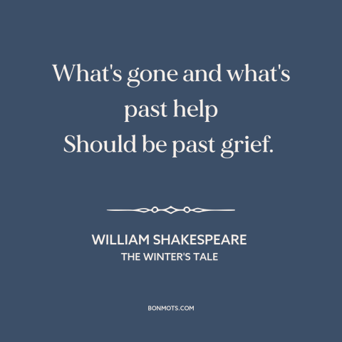 A quote by William Shakespeare about letting go of the past: “What's gone and what's past help Should be past grief.”