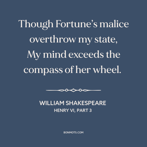 A quote by William Shakespeare about delusion: “Though Fortune’s malice overthrow my state, My mind exceeds the compass…”