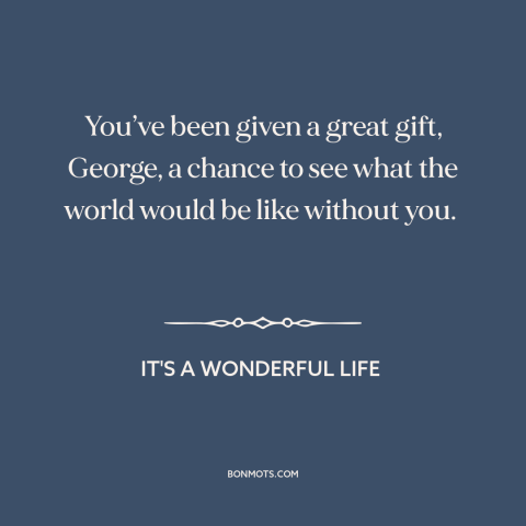 A quote from It's a Wonderful Life about counterfactual history: “You’ve been given a great gift, George, a chance to…”