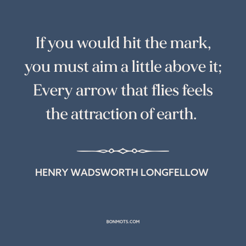 A quote by Henry Wadsworth Longfellow about thinking big: “If you would hit the mark, you must aim a little above it; Every…”