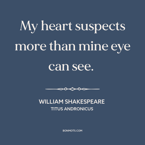 A quote by William Shakespeare about intuition: “My heart suspects more than mine eye can see.”