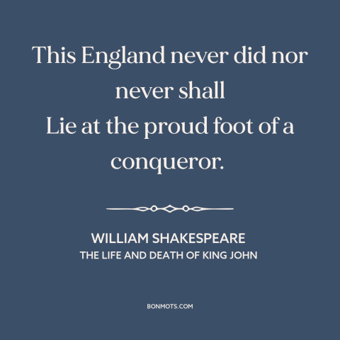 A quote by William Shakespeare about england: “This England never did nor never shall Lie at the proud foot of a…”