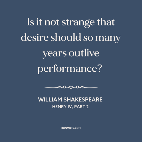 A quote by William Shakespeare about impotence: “Is it not strange that desire should so many years outlive performance?”