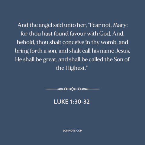 A quote from The Bible about jesus's birth: “And the angel said unto her, "Fear not, Mary: for thou hast found favour…”