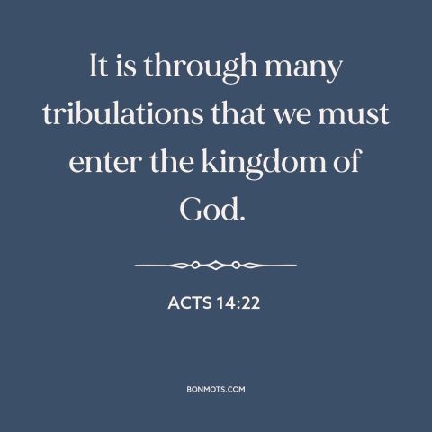 A quote from The Bible about adversity: “It is through many tribulations that we must enter the kingdom of God.”