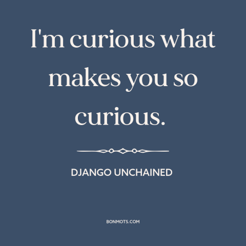 A quote from Django Unchained about curiosity: “I'm curious what makes you so curious.”