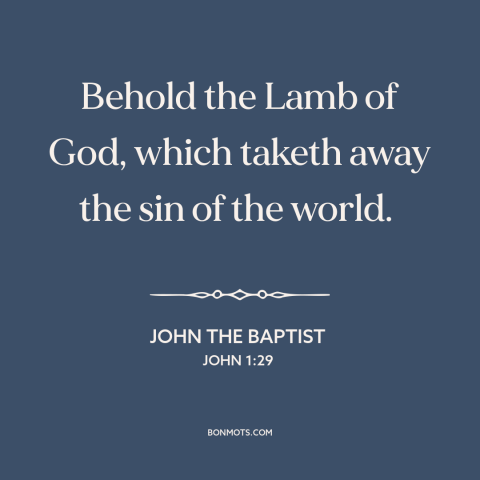 A quote from The Bible about jesus: “Behold the Lamb of God, which taketh away the sin of the world.”