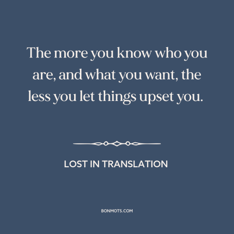 A quote from Lost in Translation about self-assurance: “The more you know who you are, and what you want, the less you…”