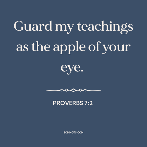 A quote from The Bible about god's word: “Guard my teachings as the apple of your eye.”