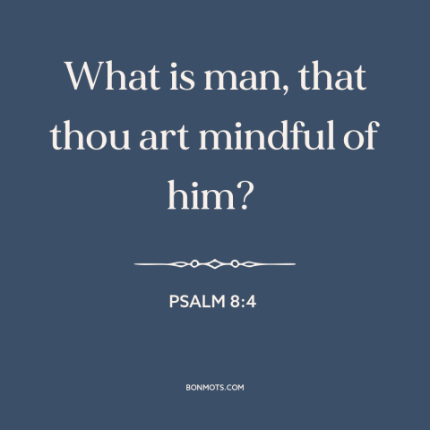 A quote from The Bible about god and man: “What is man, that thou art mindful of him?”