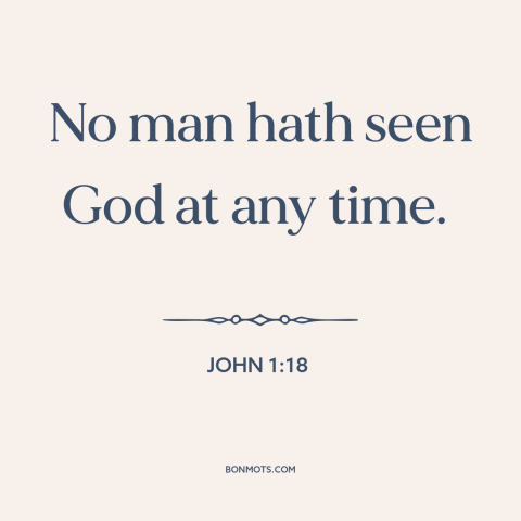 A quote from The Bible about nature of god: “No man hath seen God at any time.”